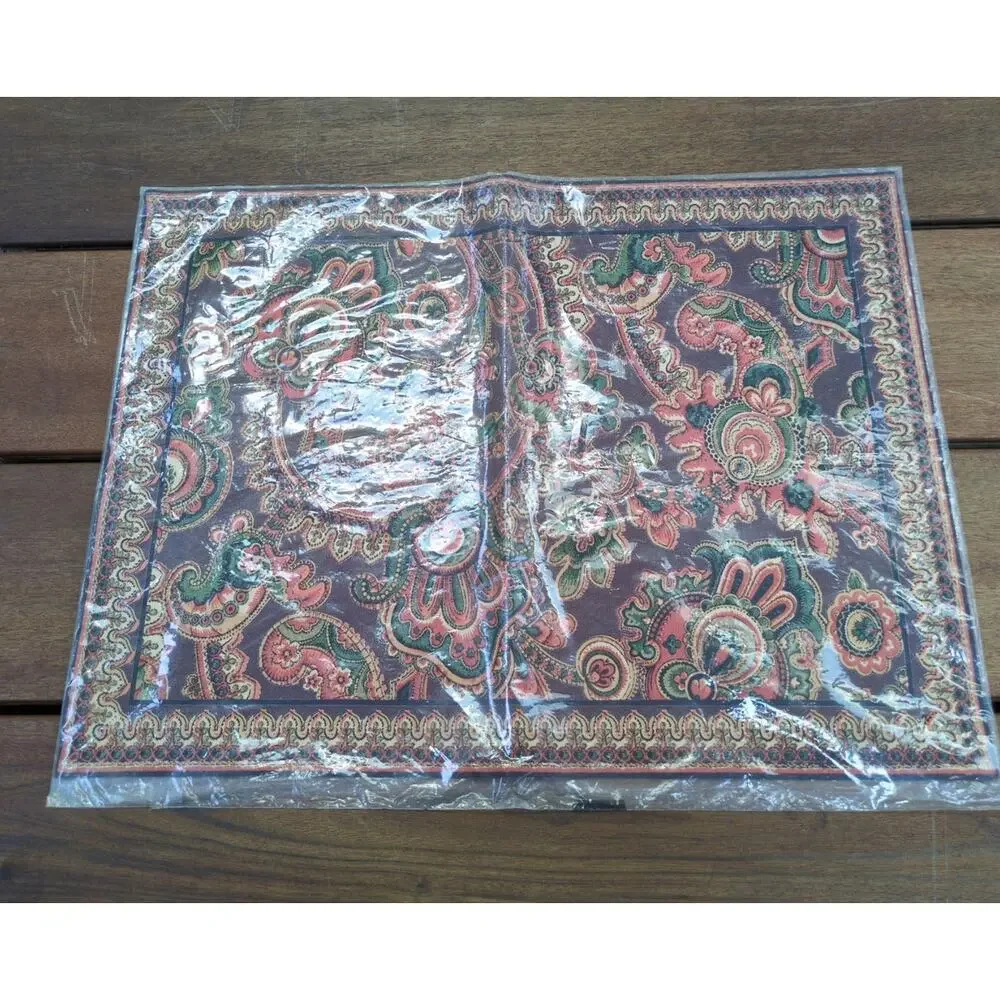 Set of 4 Mismatched April Cornell Placemats Boho Paisley Floral Cotton Linen